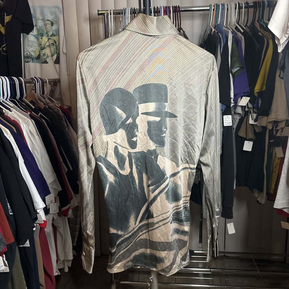 Vintage 1970's Made in Italy "Nik Nik" Polyester Disco Rock' N' Roll Shirt